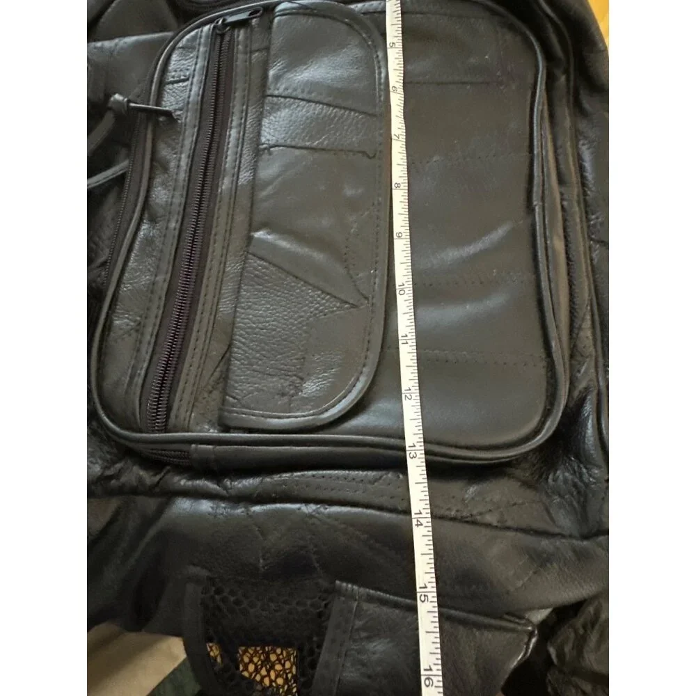 Vintage Patched Leather Multi Pocket Backpack - Picture 14 of 15